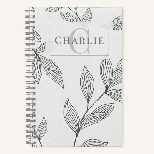 Carnet Minimalist Botanical Sketch, Custom Monogram Pet (Recto)