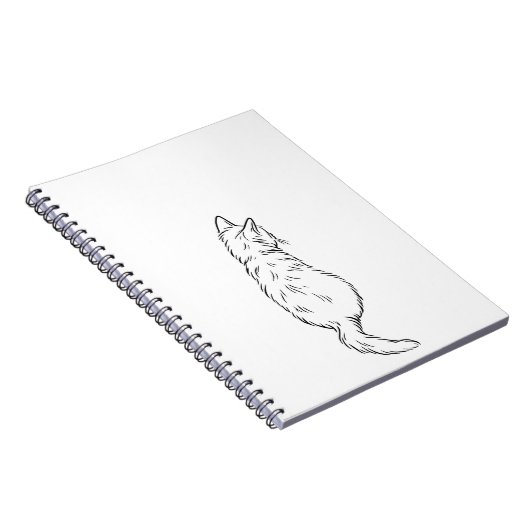 Carnet Minimalist Cat Back View Line Art Notebook (Côté Droit)
