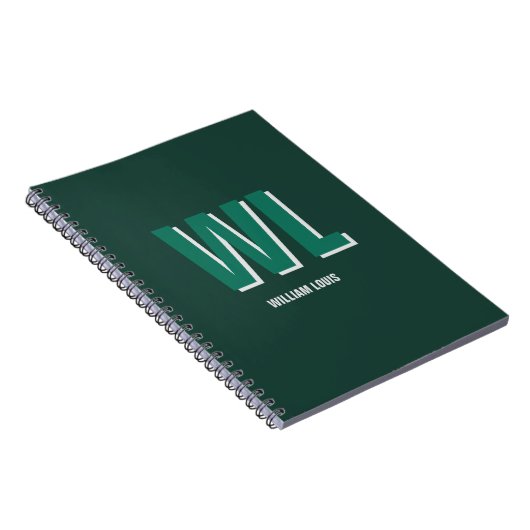 Carnet Minimalist Emerald Green Personalized Monogram (Côté Droit)