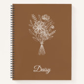 Carnet Minimalist Floral Notebook – Personalized Name  (Devant)