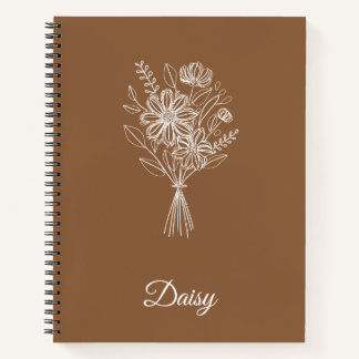 Carnet Minimalist Floral Notebook – Personalized Name