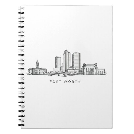 Carnet Minimalist Fort Worth Skyline Line Art (Devant)