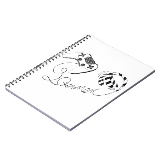 Carnet Minimalist Gamer Cat Line Art - Controller Cable (Côté gauche)