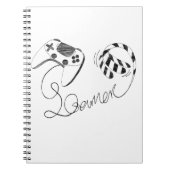 Carnet Minimalist Gamer Cat Line Art - Controller Cable  (Devant)