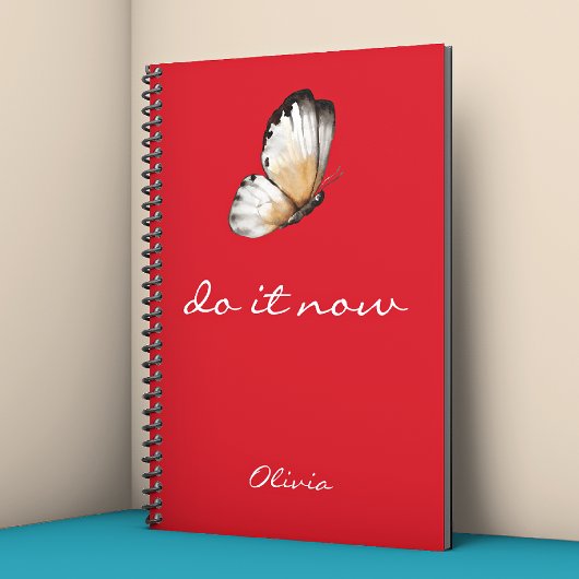 Carnet Minimalist Lovely Butterfly 'do it now' Red Spiral