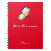 Carnet Minimalist Lovely Butterfly 'do it now' Red Spiral (Devant)