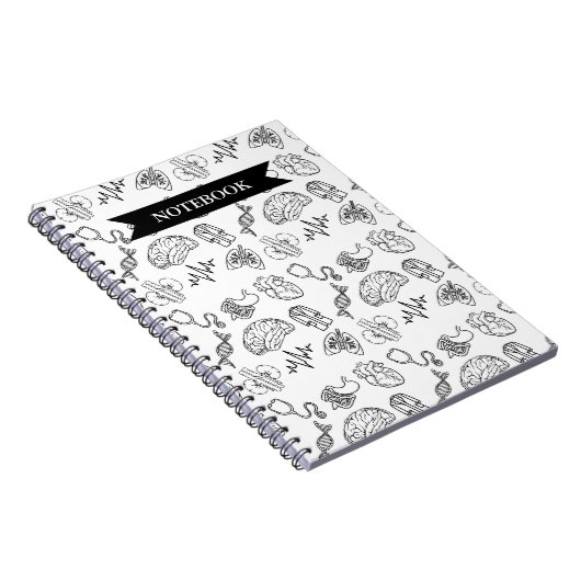 Carnet Minimalist Medical Doodles Pattern Spiral Notebook (Côté Droit)