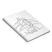 Carnet Minimalist Modern Couple with Dog Line Art Drawing (Côté Droit)