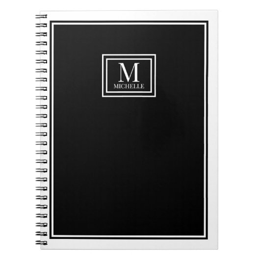 Carnet Minimalist Monogram Chic Double Boarder Black (Devant)
