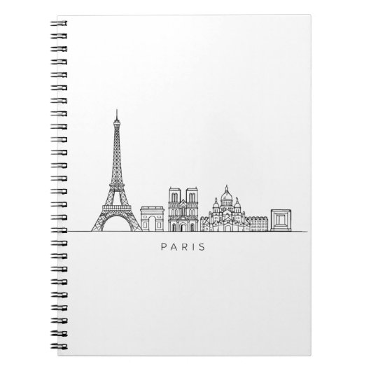 Carnet Minimalist Paris Skyline Line Art (Devant)