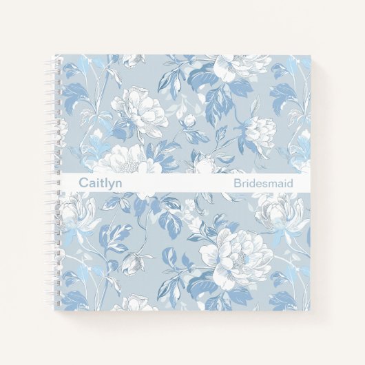 Carnet Minimalist Stripe Dusty Blue Floral Square (Devant)