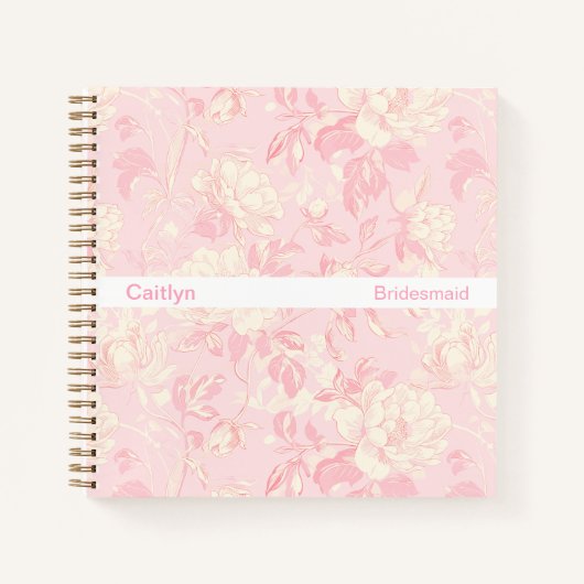 Carnet Minimalist Stripe Soft Peach Floral Square (Devant)