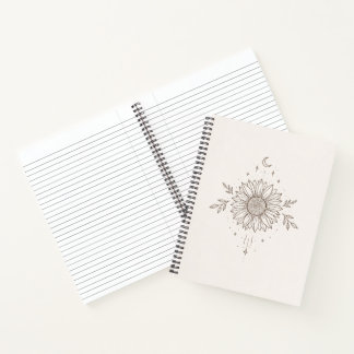 Carnet Minimalist Sunflower & Moon Design