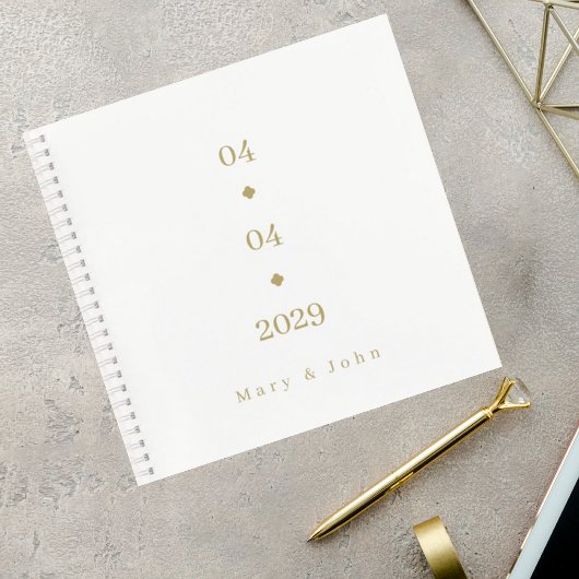 Carnet Minimalist Wedding Guest Book with Gold Lettering