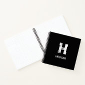CARNET MINIMALIST WHITE ONE LETTER MONOGRAM NAME BLACK  (Intérieur)