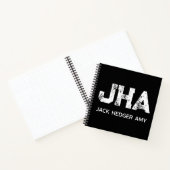 CARNET MINIMALIST WHITE THREE LETTER MONOGRAM NAME BLACK (Intérieur)