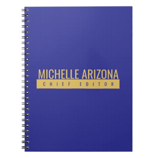 Carnet Minimaliste Bleu et Or Couleur Moderne Professionn (Devant)