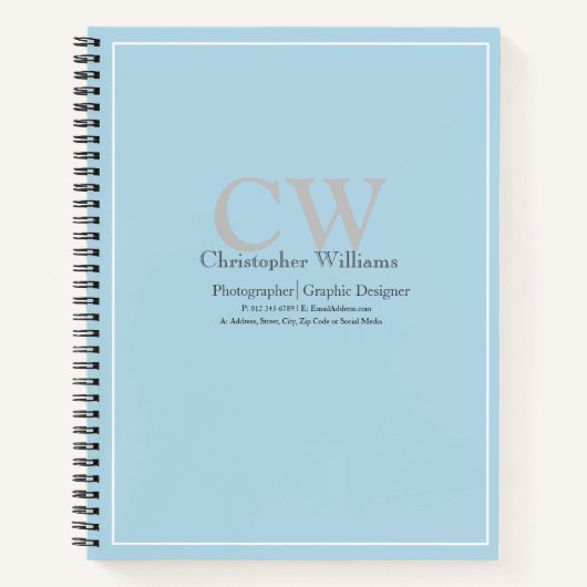 Carnet Minimaliste bleu professionnel (Devant)