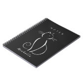 Carnet Minimaliste Chat Blanc Sur Noir Ajouter Nom (Côté gauche)
