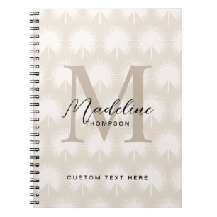 Carnet Minimaliste Chic Monogramme de feuille d'Anahaw be