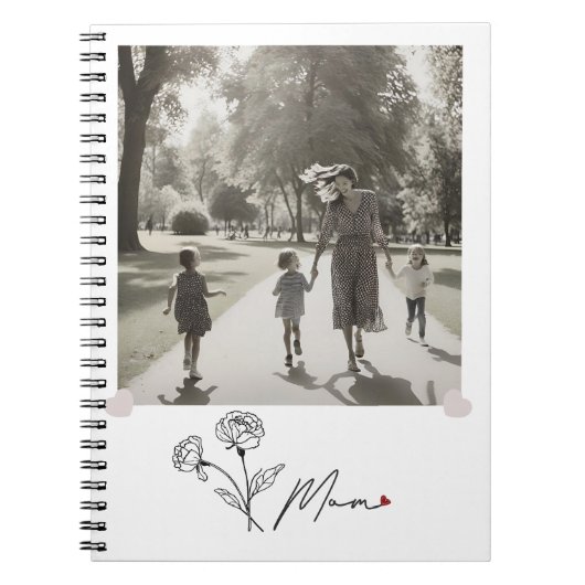 Carnet Minimaliste Élégant Fleur Maman (Devant)
