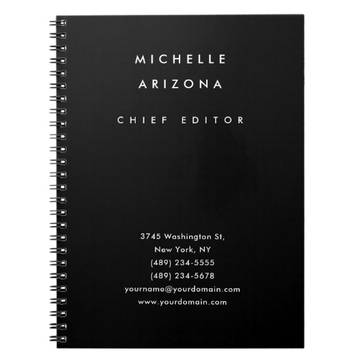 Carnet Minimaliste Moderne Professionnel Noir (Devant)