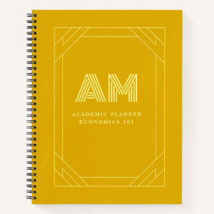 Carnet Minimaliste Moutarde Jaune Monogramme
