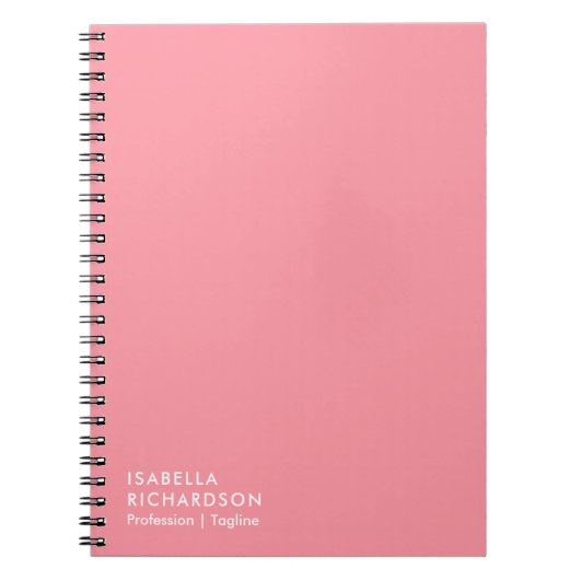 Carnet Minimaliste rose personnalisé (Devant)