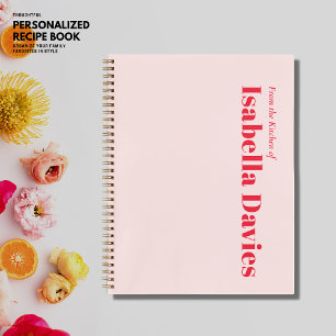 Carnet Minimaliste Simple Blush Red Monogramme Nom Recett