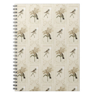 Carnet Minimaliste Vintage Lily Bird Élégant Antique