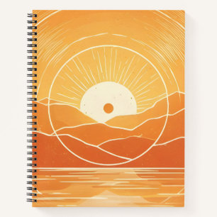 Carnet Minimaliste Zen Montagne Océan Rétro Coucher de so