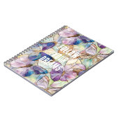 Carnet Mint Aqua Bleu Papillons pourpres (Côté gauche)