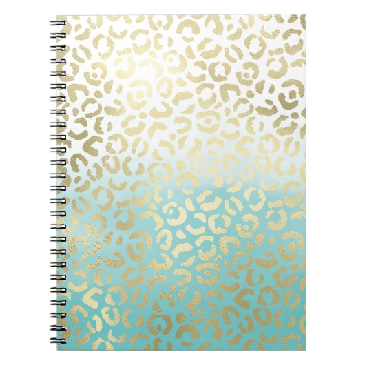 Carnet Mint Aquarelle Ombre Glam Or Leopard (Devant)