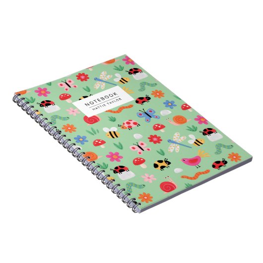 Carnet Mint Cute Bugs Pattern Notebook (Côté Droit)