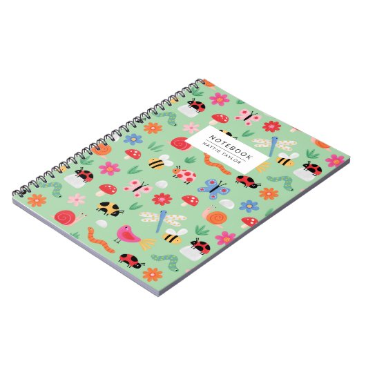 Carnet Mint Cute Bugs Pattern Notebook (Côté gauche)