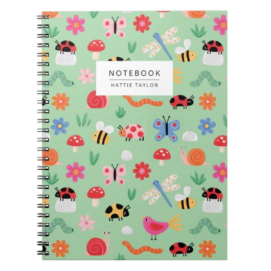 Carnet Mint Cute Bugs Pattern Notebook (Devant)