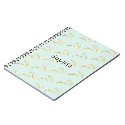 Carnet Mint Gold Eyelashes (Côté gauche)