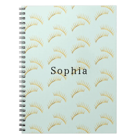 Carnet Mint Gold Eyelashes (Devant)