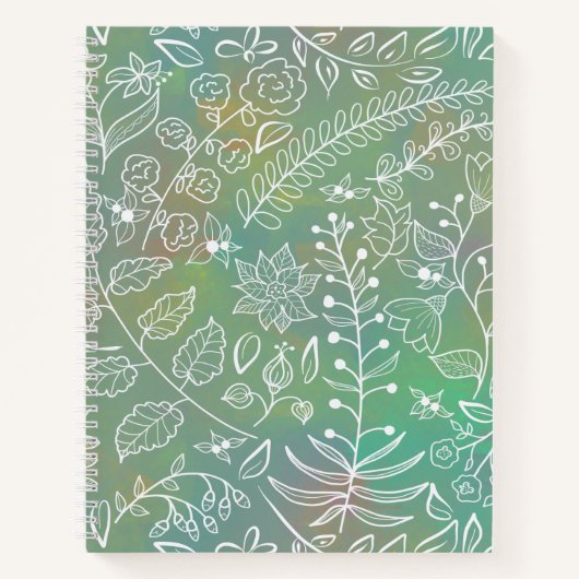 Carnet Mint Green Boho Batik Botaniques Belle (Devant)