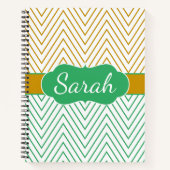 Carnet Mint Green Gold Chevron Personalized Pattern (Devant)