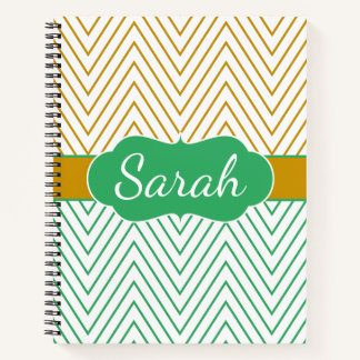 Carnet Mint Green Gold Chevron Personalized Pattern
