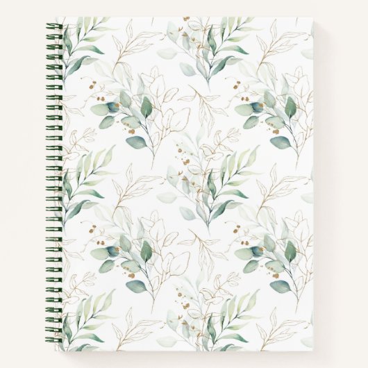Carnet Mint Green Pastel Floral Greenery Motif (Devant)
