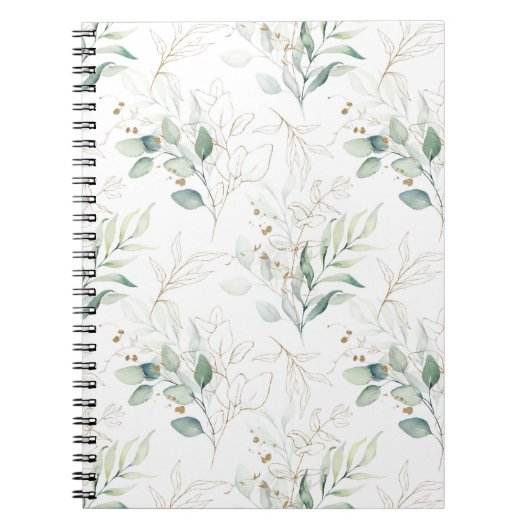 Carnet Mint Green Pastel Floral Greenery Motif (Devant)