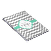 Carnet Mint Grey Chevron Motif & Quatrefoil marocain (Côté Droit)