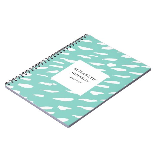 Carnet Mint turquoise brush strokes motif. Abstrait moder (Côté gauche)