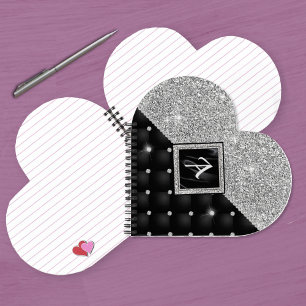 Carnet Minuscule cristal argent noir monogramme diamant é