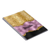Carnet Minuscule Parties scintillant Violet Or noir monog (Côté Droit)