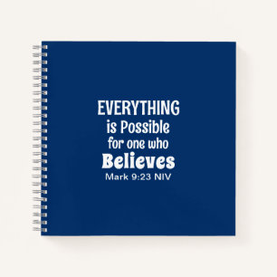Carnet Miracle Bible Verse Christian Faith Marine Blue