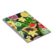 Carnet Mix-fruits tropicaux, fleurs et feuilles en noir (Côté Droit)