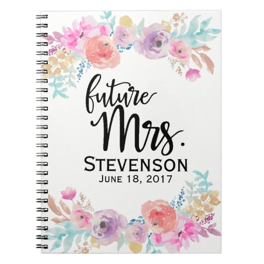 Carnet Mme florale Notebook de couleur d'eau future (Devant)